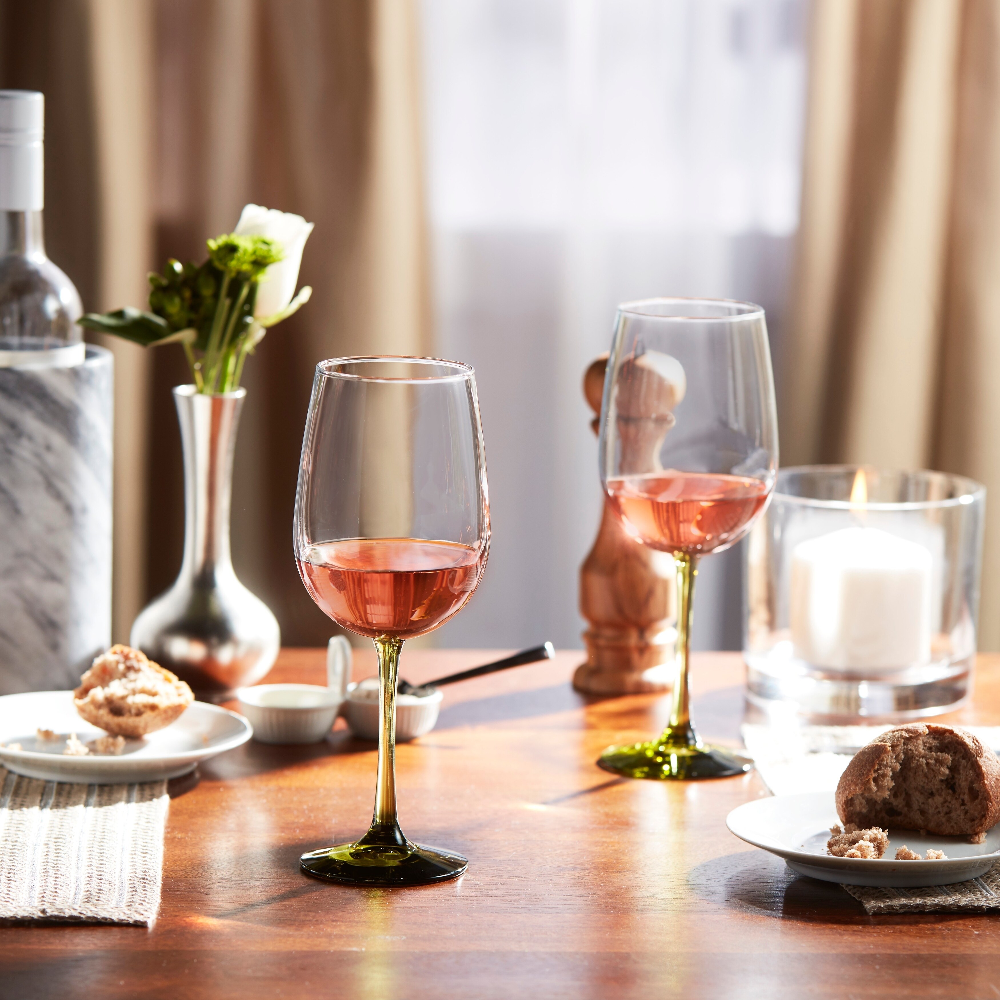 Libbey Vina Olive Stemmed Wine Glasses, Set of 6 Green eBay