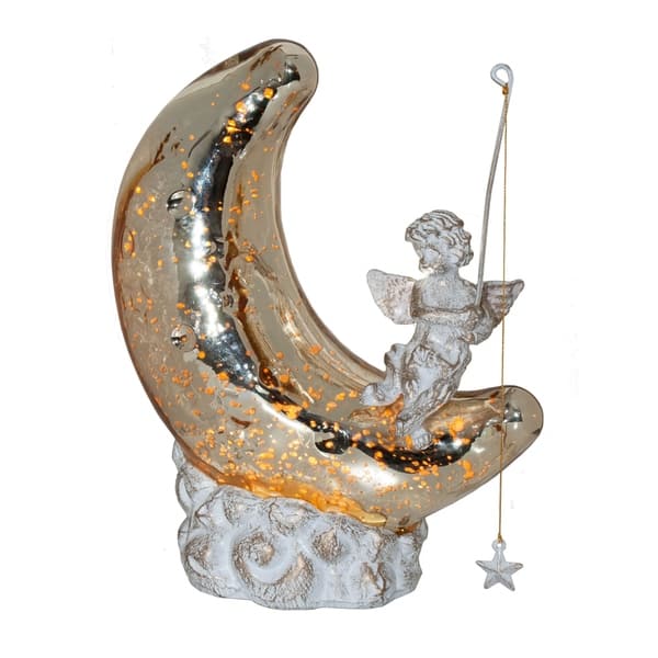Blown Glass White Moon Cherub Accent Lamp