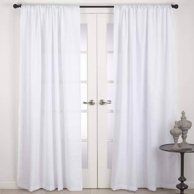 Nali Collection Rod Pocket Semi Sheer Window Curtain Panel - 54 inches wide x 84 inches long - White