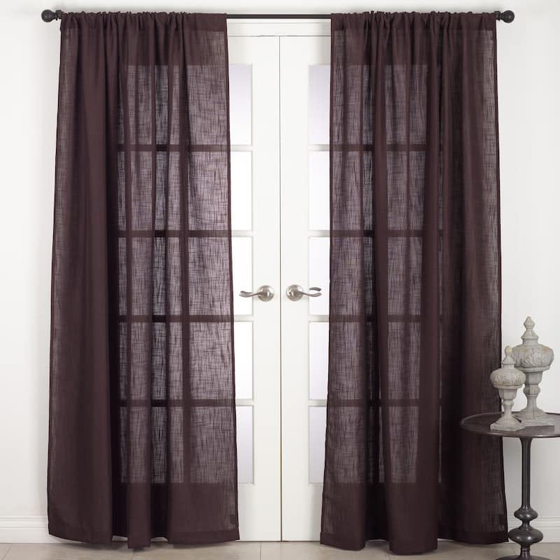 Nali Collection Rod Pocket Semi Sheer Window Curtain Panel - 54 inches wide x 96 inches long - Chocolate