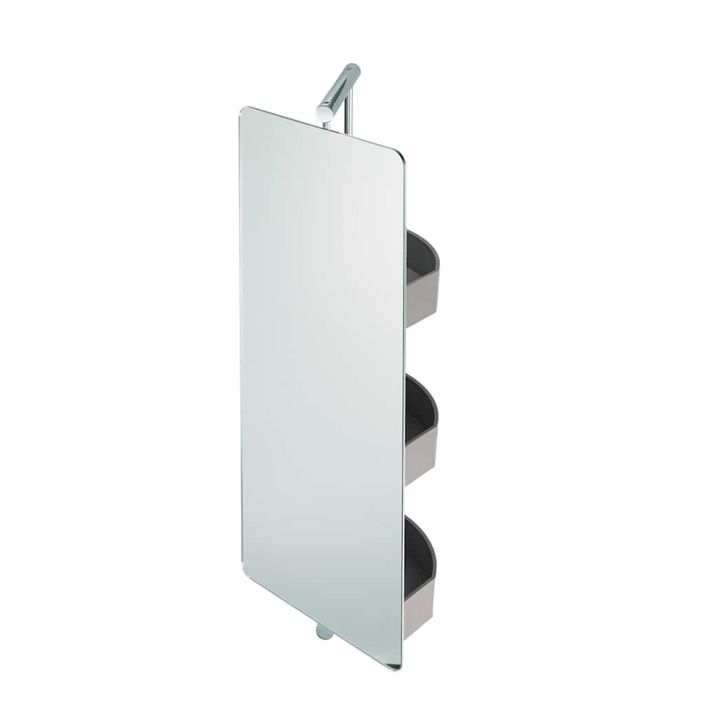 Waldorf Stainless Steel Swivel Mirror with Storage - Polished Chrome