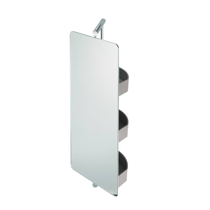 Waldorf Stainless Steel Swivel Mirror with Storage - Polished Chrome
