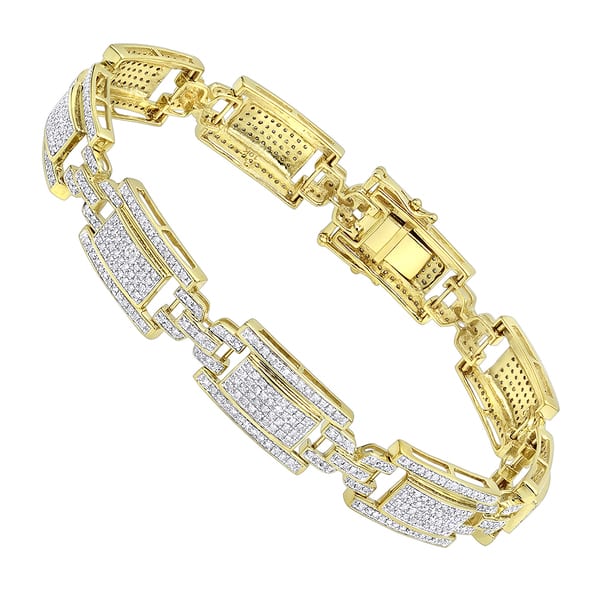 slide 1 of 4, Luxurman 10K Gold Pave Diamond Bracelet for Men 2.75ct