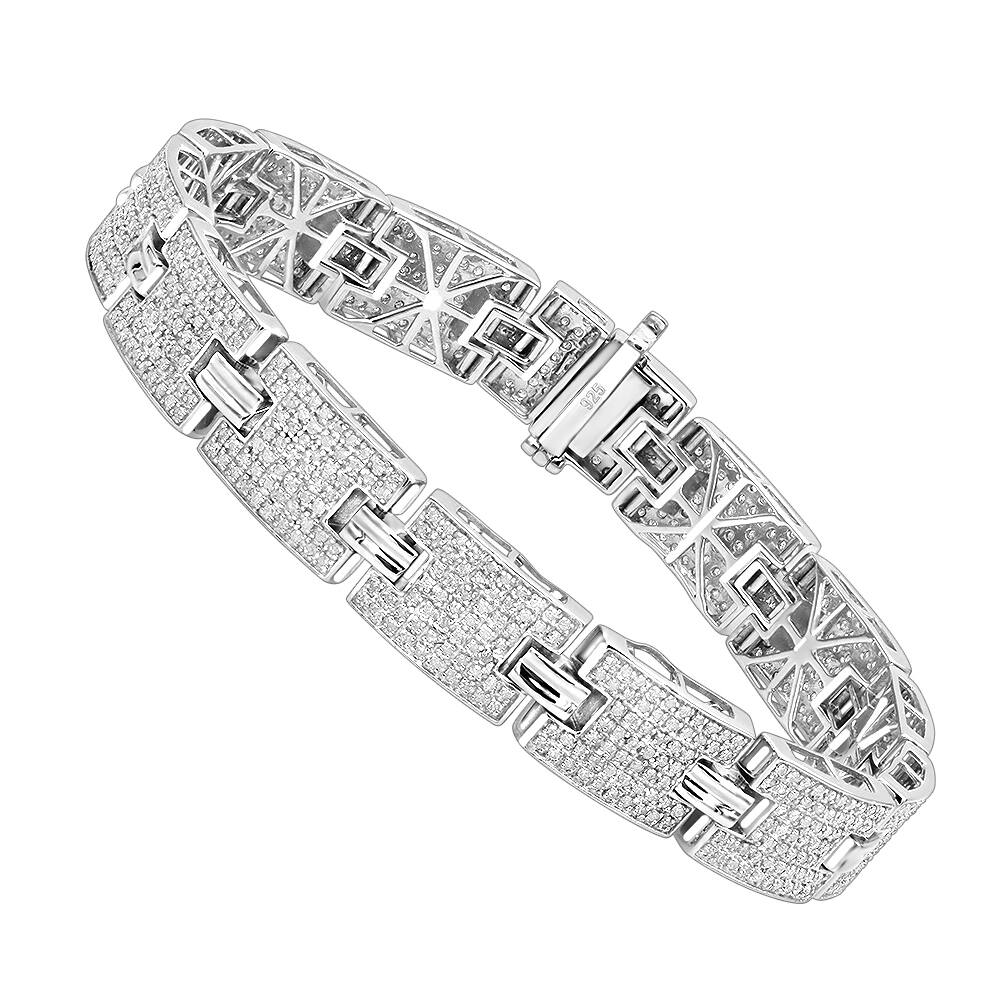 Luxurman Sterling Silver Bracelets: Mens Diamond Bracelet 3.5 ct