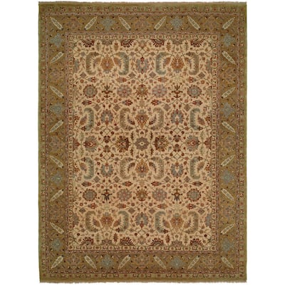 Carol Bolton Ivory/Gold Wool Hand-knotted Area Rug