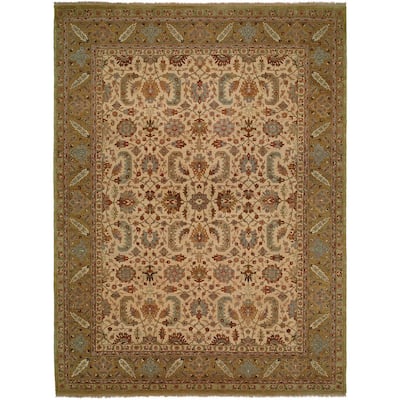 Carol Bolton Ivory/Gold Wool Hand-knotted Area Rug