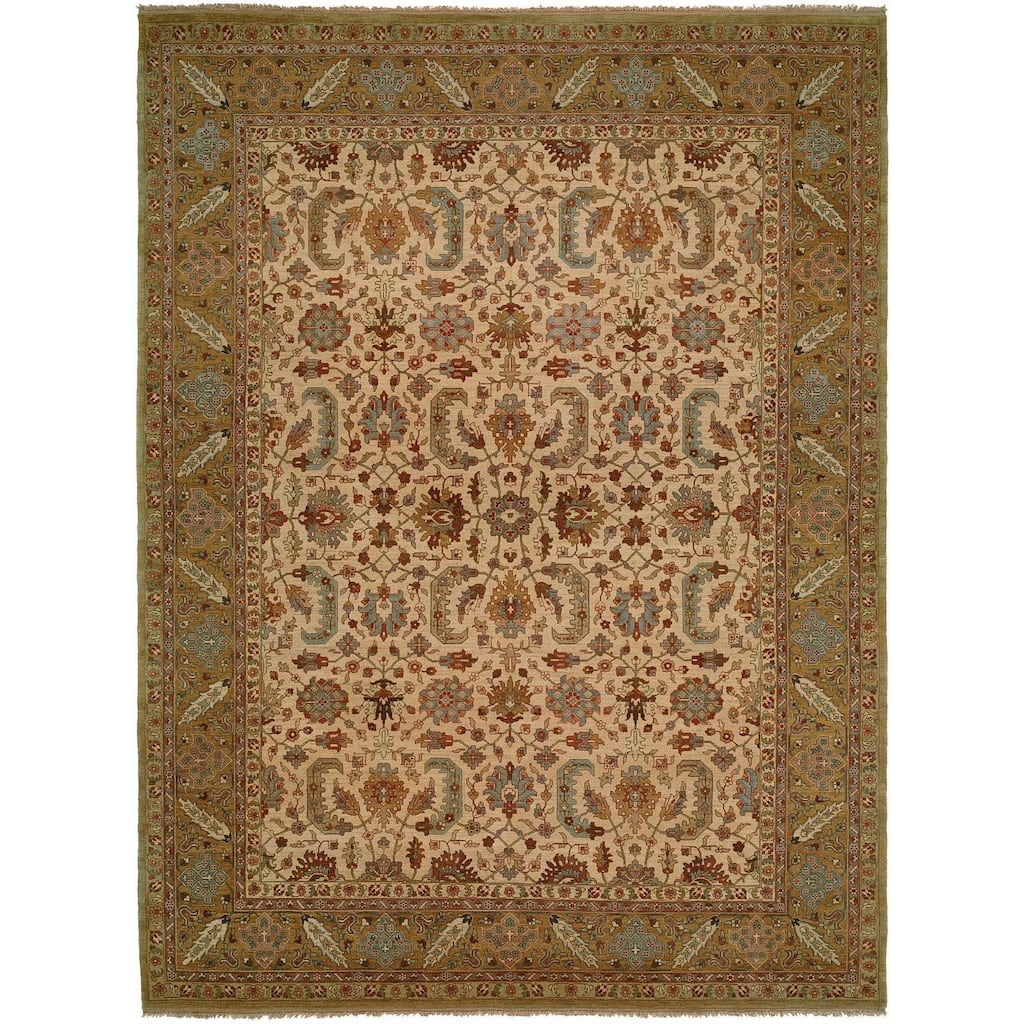 Carol Bolton Ivory/Gold Wool Hand-knotted Area Rug