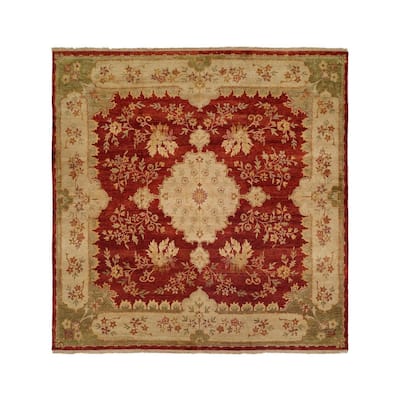 Carol Bolton Rose Red Chenille Hand-knotted Wool/Cotton Area Rug