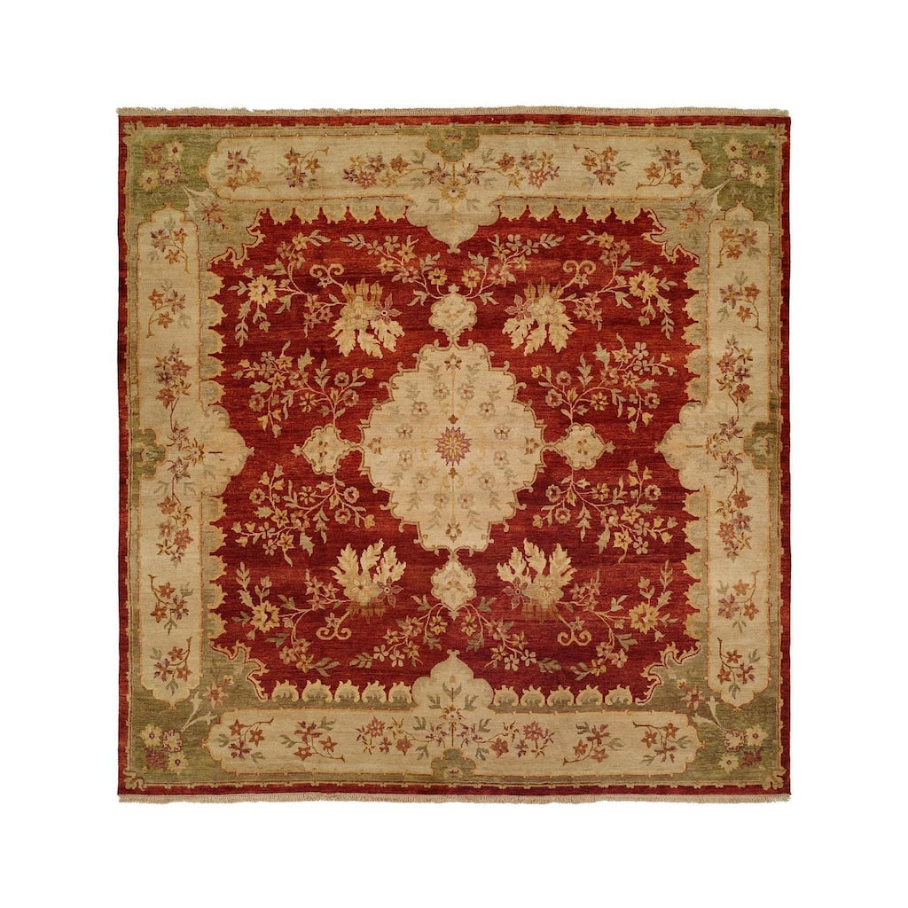 Carol Bolton Rose Red Chenille Hand-knotted Wool/Cotton Area Rug