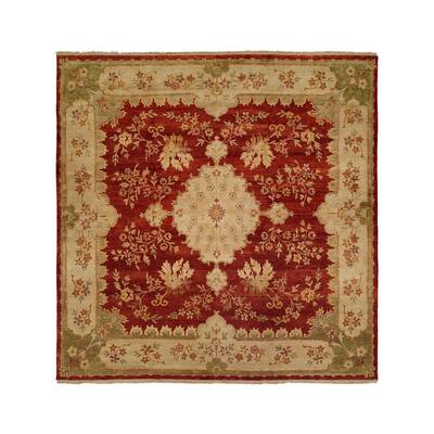 Carol Bolton Rose Red Chenille Hand-knotted Wool/Cotton Area Rug