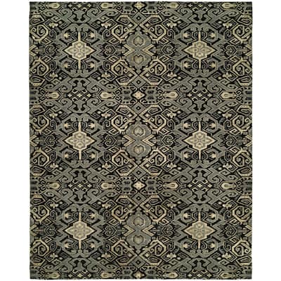 Gramercy Mahagony Grey Wool and Silkette Handmade Area Rug