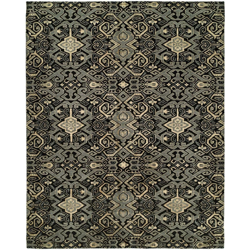 Gramercy Mahagony Grey Wool and Silkette Handmade Area Rug