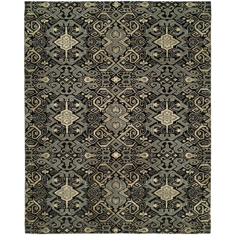 Gramercy Mahagony Grey Wool and Silkette Handmade Area Rug