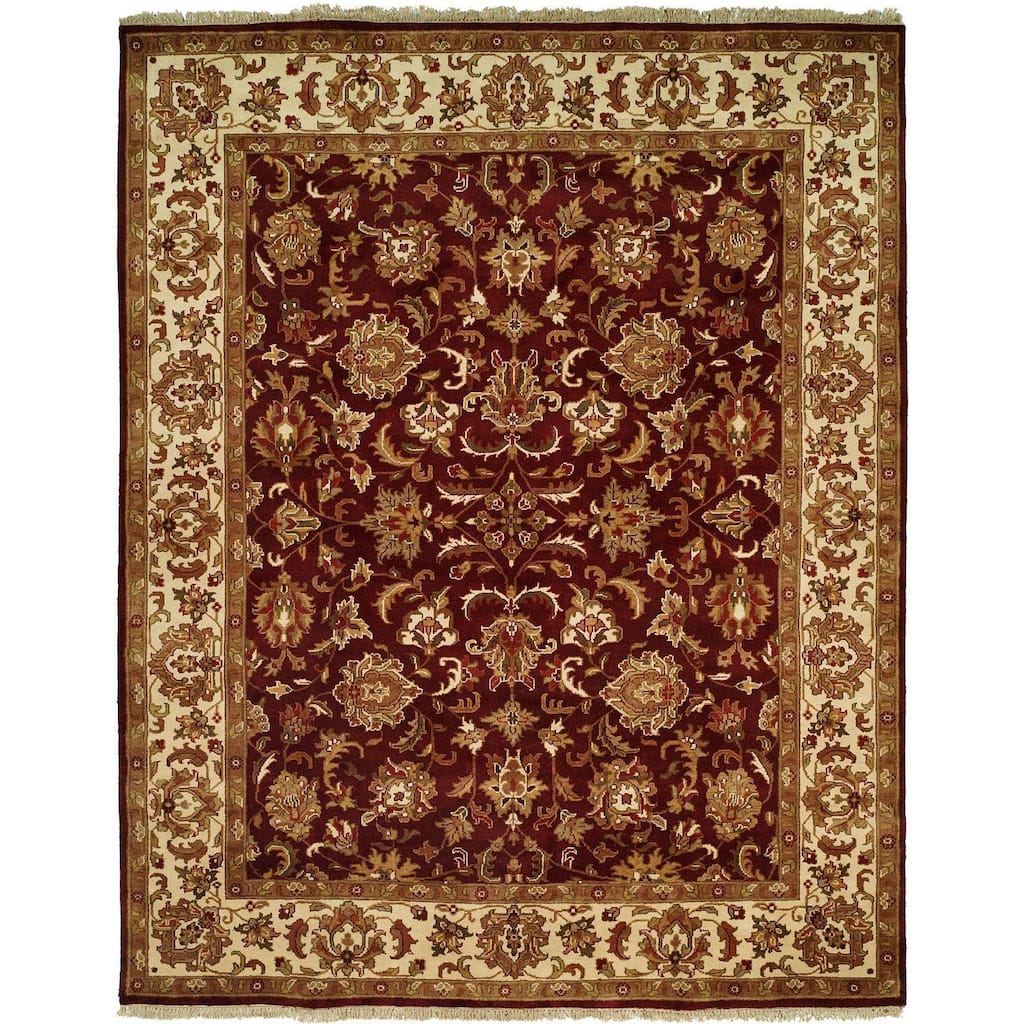 Lateef Aubergine/Ivory Wool Hand-knotted Area Rug