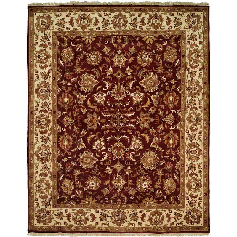 Lateef Aubergine/Ivory Wool Hand-knotted Area Rug