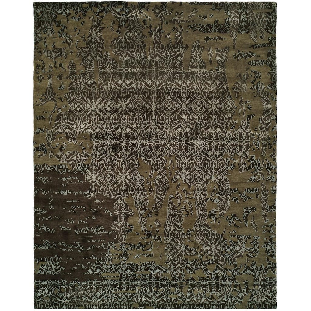 Madison Hand-tufted Multicolored/Coffee Wool/Cotton/Silkette Indoor Area Rug