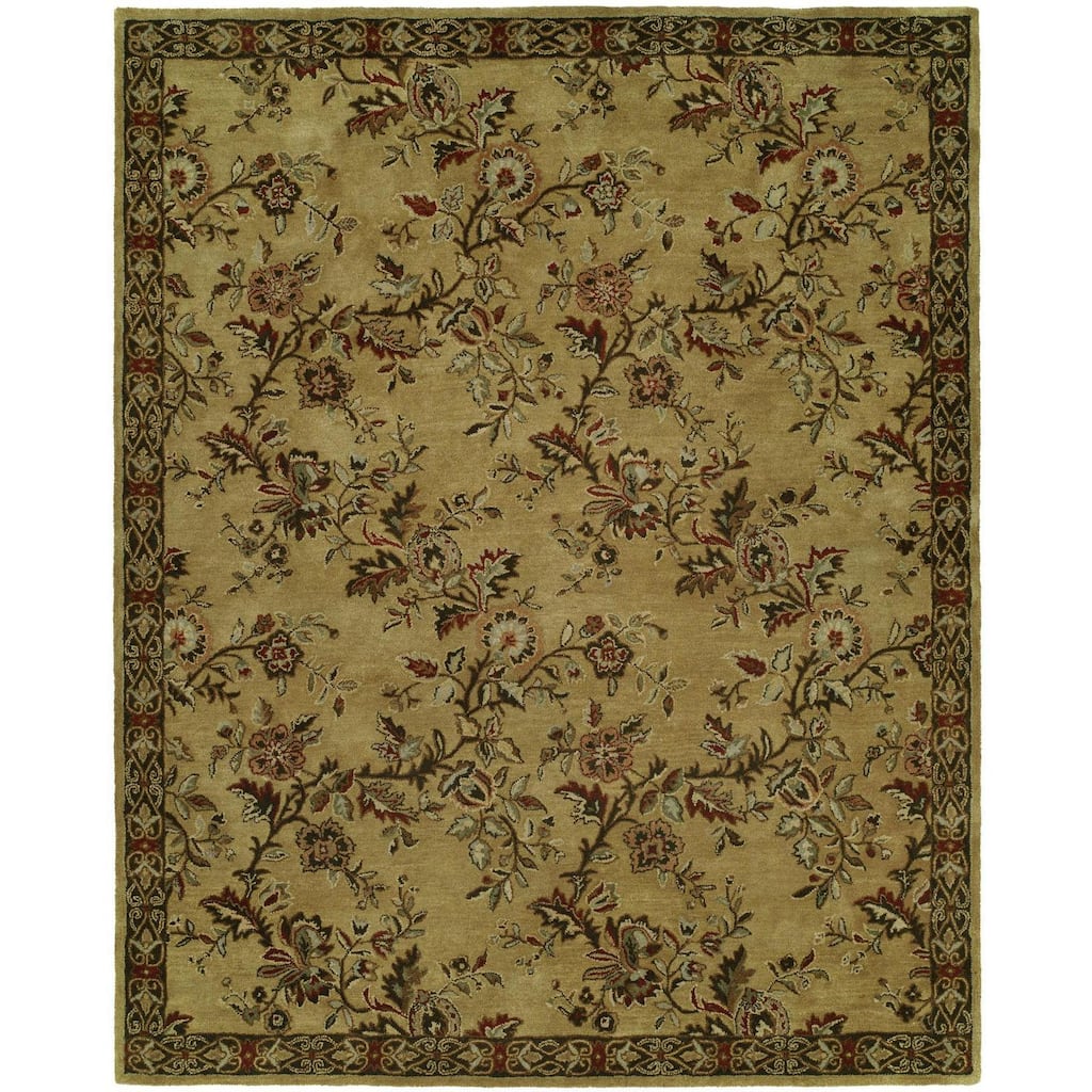 Newport Mansions Gold Wool Hand-tufted Area Rug