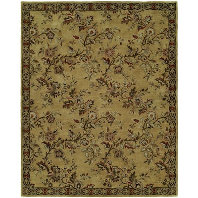 Newport Mansions Gold Wool Hand-tufted Area Rug