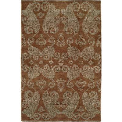Nirvana Transitional Hazelnut Brown Wool/Silkette Hand-knotted Area Rug