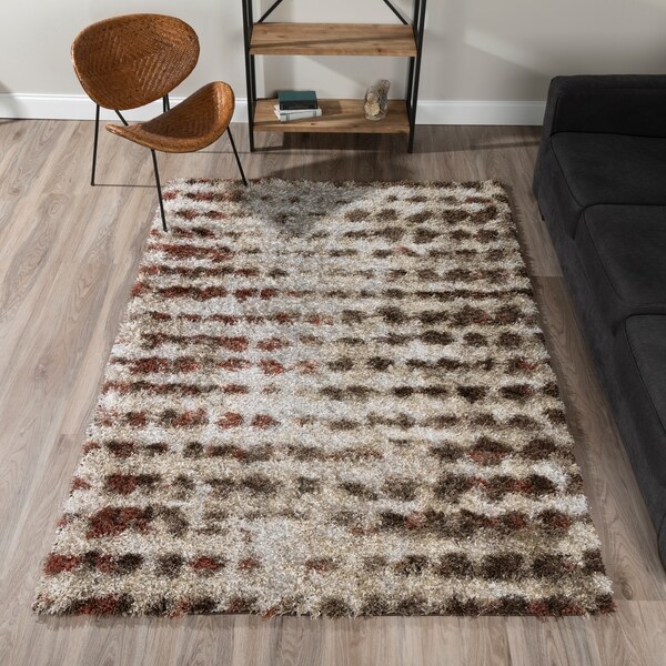 Shop Addison Borealis Rust/Taupe Plush Abstract Shag Area Rug Free