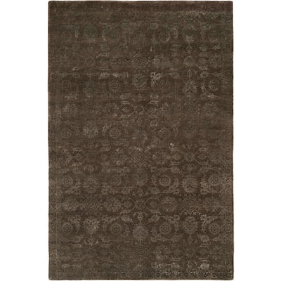Nirvana Smokey Brown Wool Hand-knotted Area Rug
