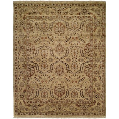 Pasha Antique/ Gold Hand-knotted Wool Area Rug