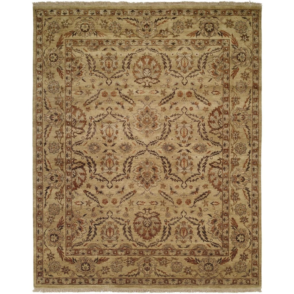 Pasha Antique/ Gold Hand-knotted Wool Area Rug