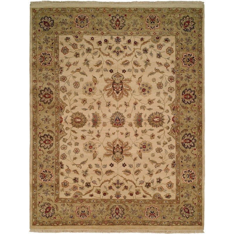 Pasha Ivory/ Gold Wool Hand-knotted Area Rug