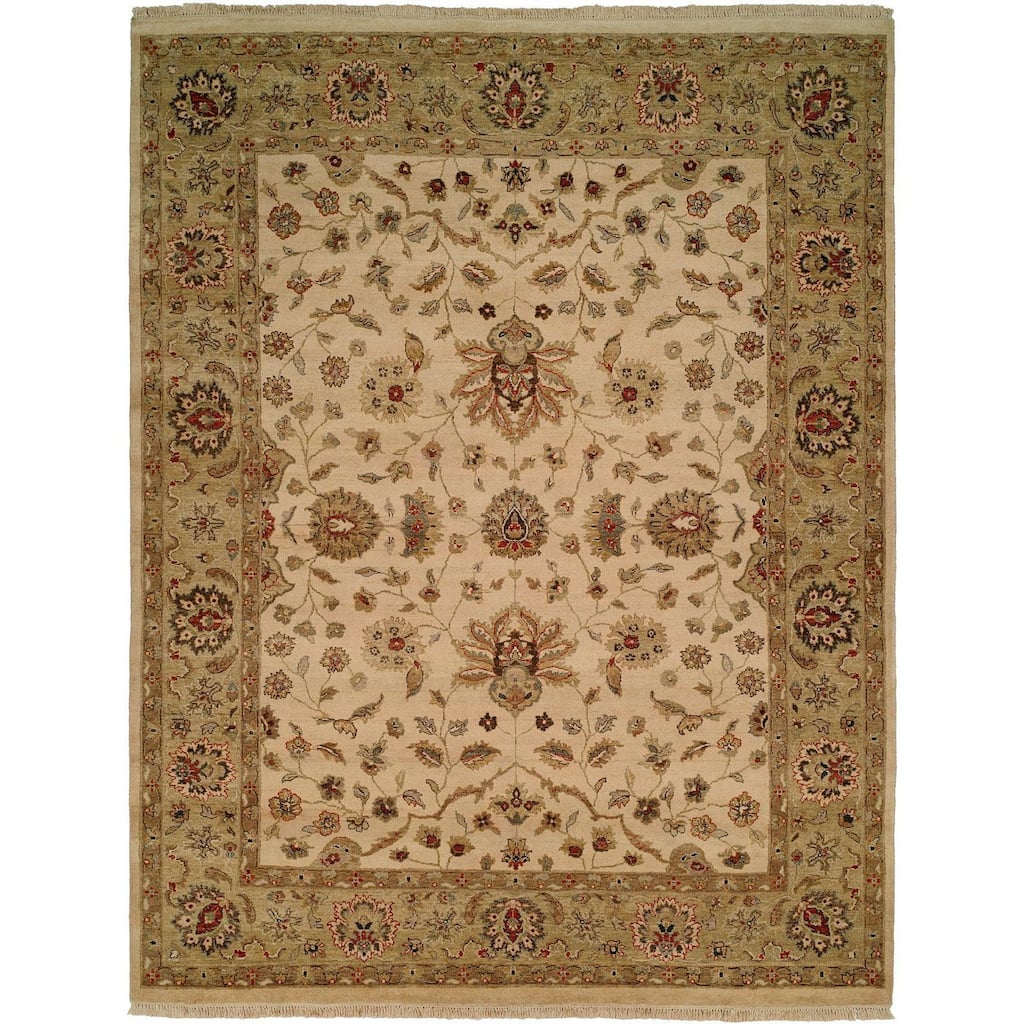 Pasha Ivory/ Gold Wool Hand-knotted Area Rug