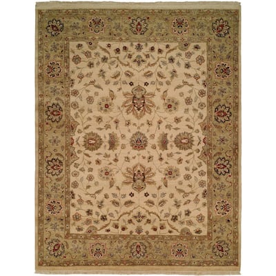 Pasha Ivory/ Gold Wool Hand-knotted Area Rug