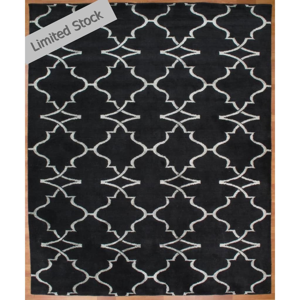 Portfolio Black Wool and Viscose Handmade Area Rug