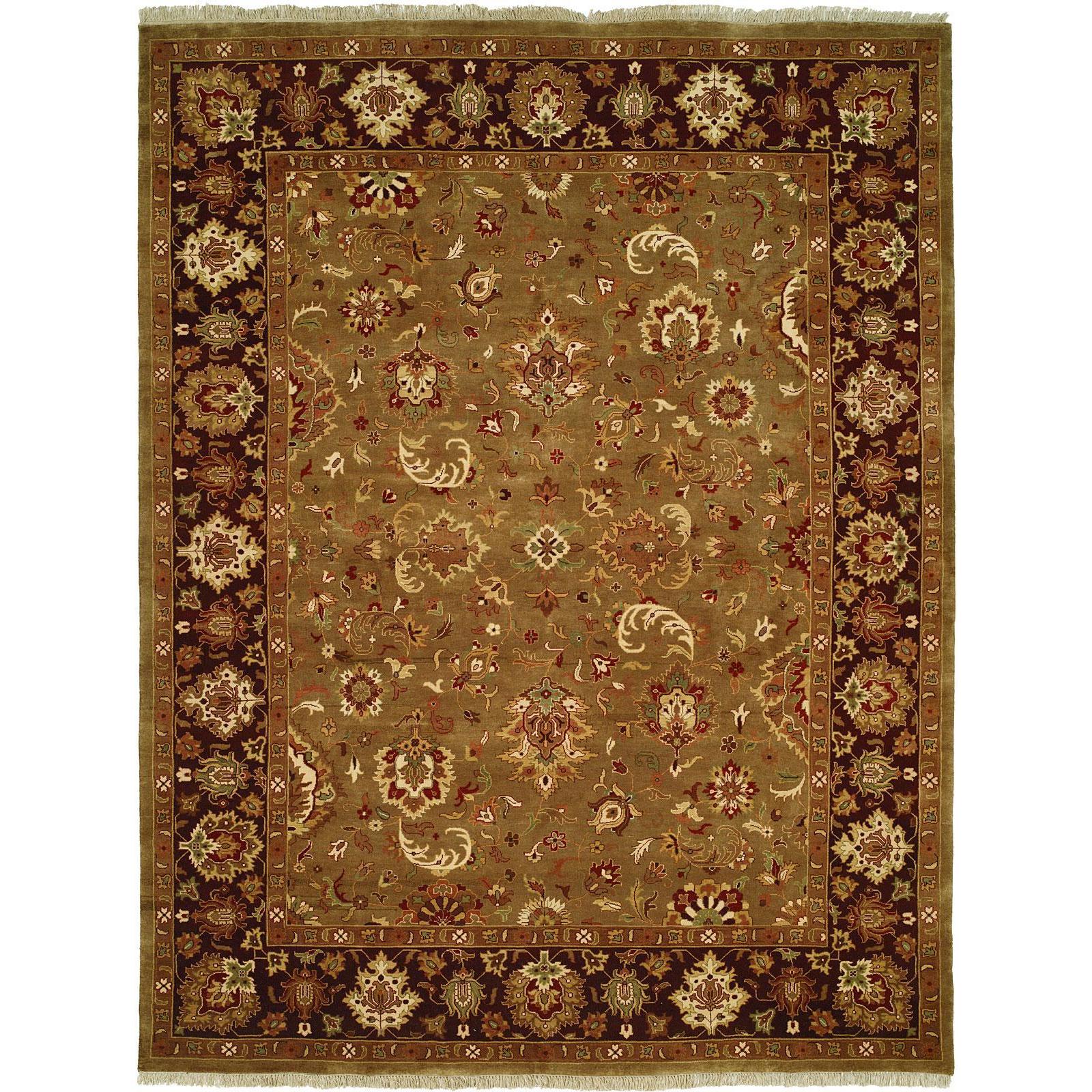 KALATY Royale Camel/ Eggplant Hand-knotted Wool Area Rug