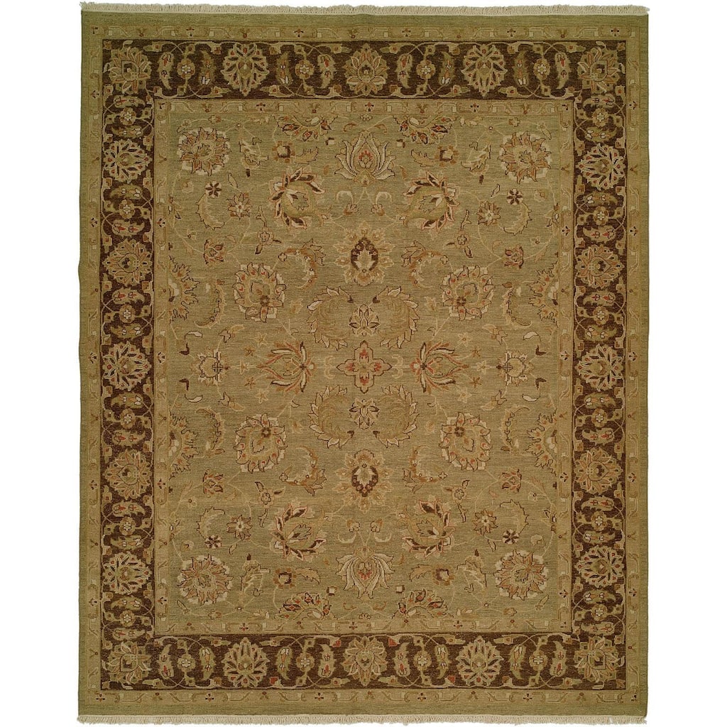 Sierra Green/Brown Wool Soumak Area Rug