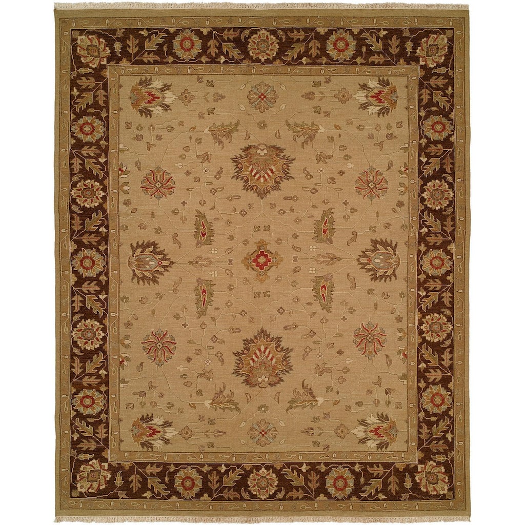 Sierra Melbourne Tan/Brown Wool Soumak Geometric Reversible Area Rug
