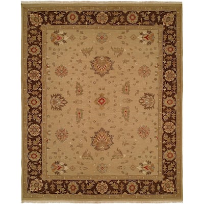 Sierra Melbourne Tan/Brown Wool Soumak Geometric Reversible Area Rug