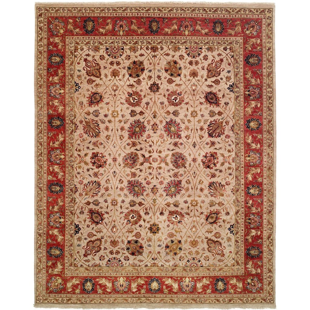 Tabernacle Ivory/Rust Wool Hand-knotted Area Rug