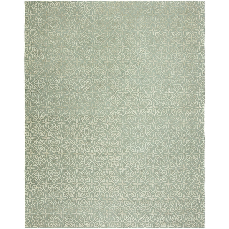 Valencia Blue Wool Hand-tufted Area Rug - 9' X 12' - Blue