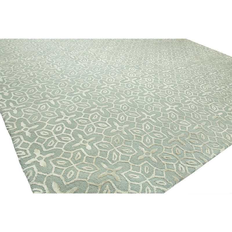 Valencia Blue Wool Hand-tufted Area Rug