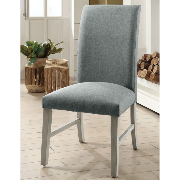 Furniture of America Eclapon Faux Linen Dining Chair (Set of 2)