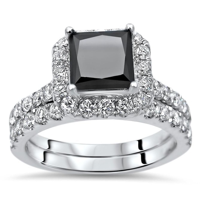 Shop Noori 2 2 5 Ct Princess Cut Black Diamond Engagement Ring