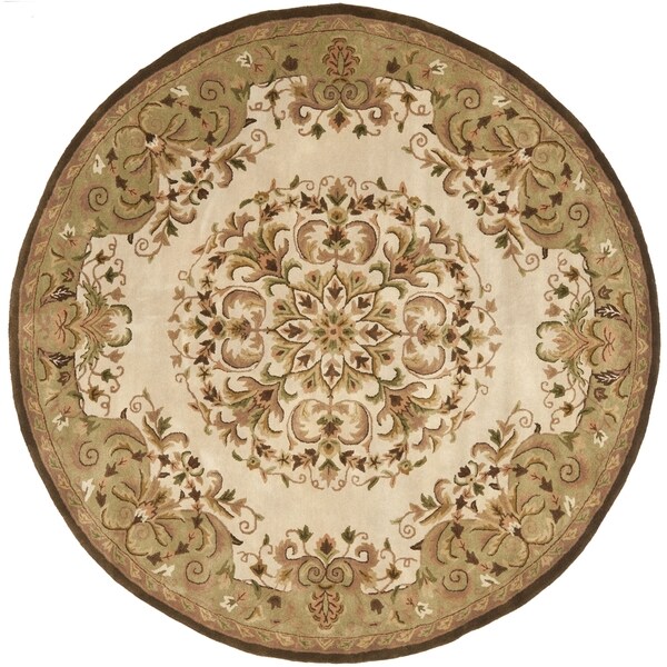 Safavieh Handmade Heritage Timeless Traditional Beige Wool Rug (8' Round) - 8' Round