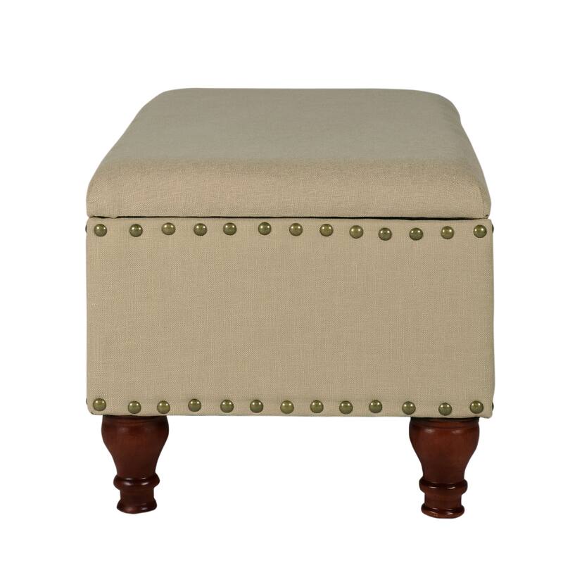 Copper Grove Muscari Vanilla Linen Nailhead Storage Bench
