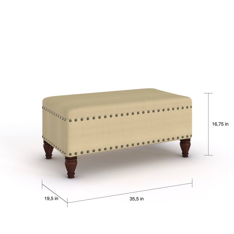 Copper Grove Muscari Vanilla Linen Nailhead Storage Bench