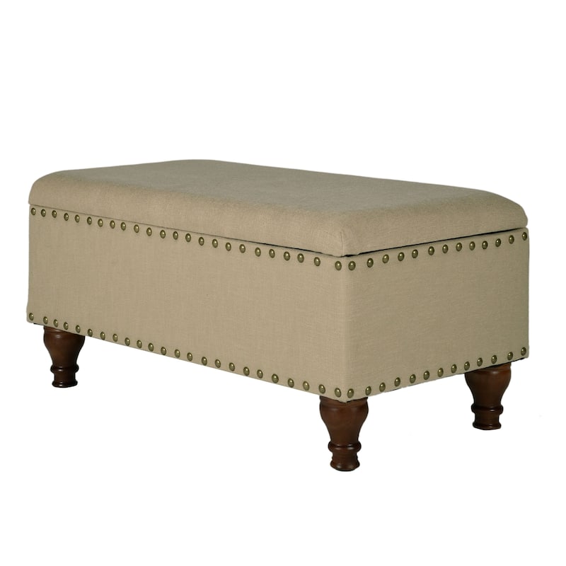 Copper Grove Muscari Vanilla Linen Nailhead Storage Bench