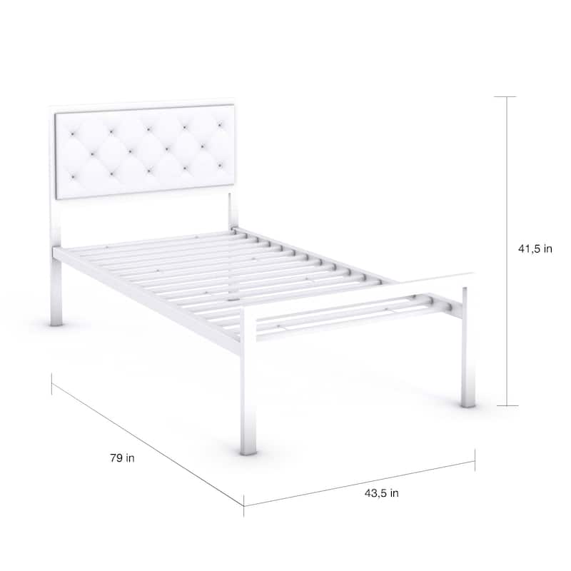 Mia Twin Vinyl Platform Bed Frame