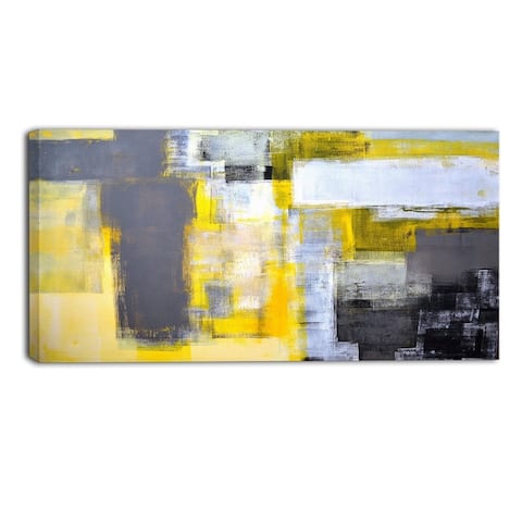 The Curated Nomad Grey and Yellow Blur Abstract Canvas Art Print