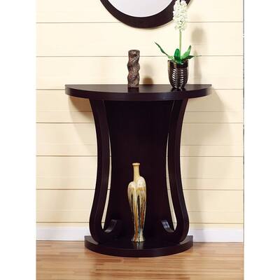 Stylish Console Table With Base Shelf, Dark Brown
