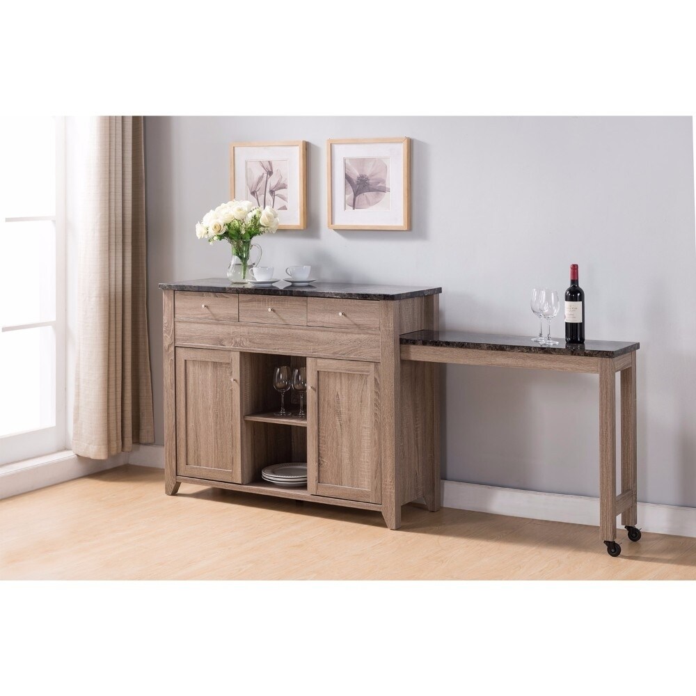 Wooden Buffet Table With Extendable Side Light Brown Wooden Buffet Table With Extendable Side Light Brown