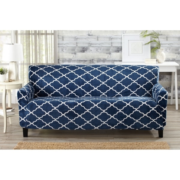Printed Velvet Plush Form Fit Sofa Slipcover by Great Bay Home