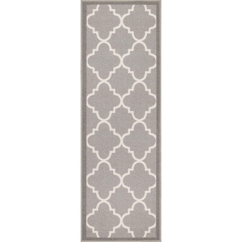 Well Woven Modern Bold Lattice Non-Skid Backing Mat Runner Rug